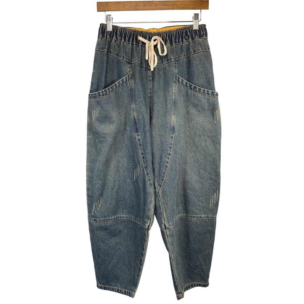 BUYKUD Boho Baggy Balloon Barrel Jeans M Blue Harem Lagenlook Japandi Mori Girl